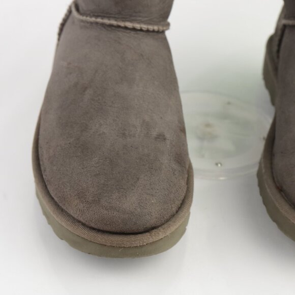 UGG Womens Mini Bailey Bow Boots Size 6 Gray Suede Sherpa Shearling Short Bootie - Picture 3 of 16